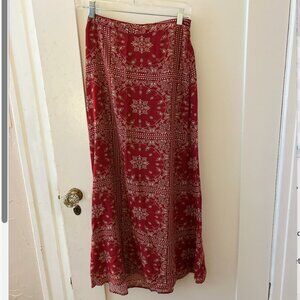 Red Bandana Print Maxi Skirt – Medium | Boho Western Style | Elastic Waist